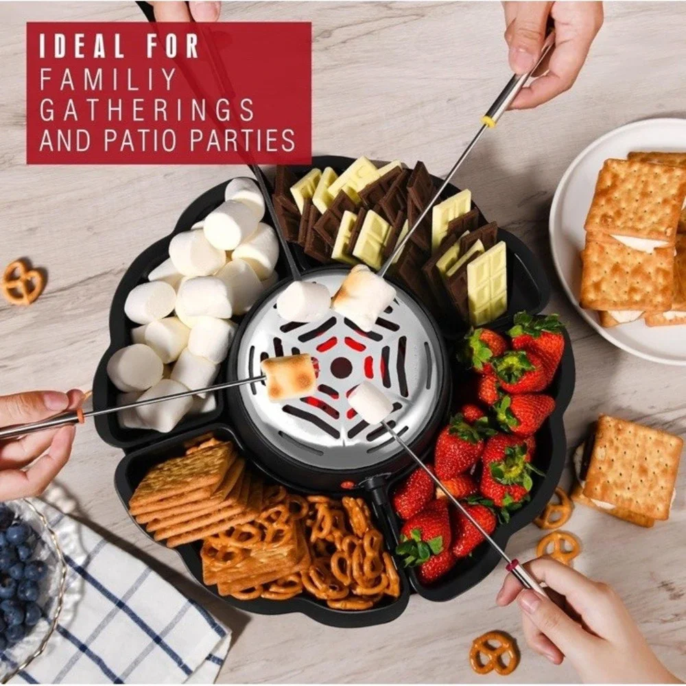2 in 1 Electric S'mores Maker & Fondue Pot, Tabletop Indoor Smores kit with 4...